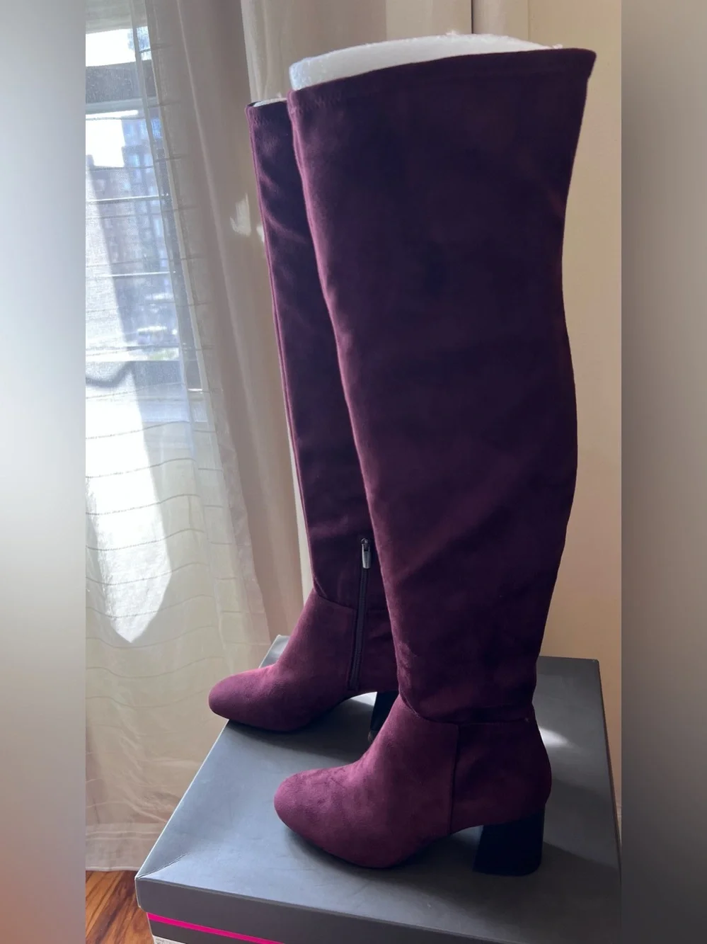 Vince Camuto Kantha Over The Knee Boots Deep Burgandy Suede 8.5M
